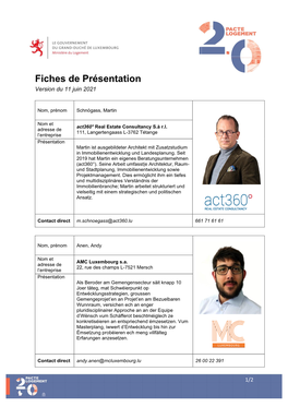 Fiches De Présentation Version Du 11 Juin 2021