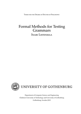 Formal Methods for Testing Grammars Inari Listenmaa