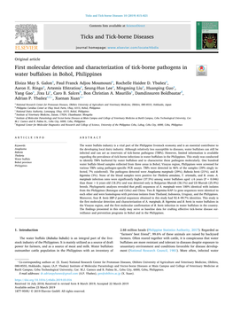 First Molecular Detection and Characterization of Tick-Borne Pathogens in Water Buffaloes in Bohol, Philippines