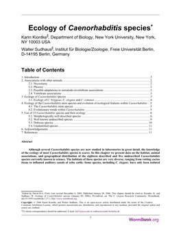 Ecology of Caenorhabditis Species* §