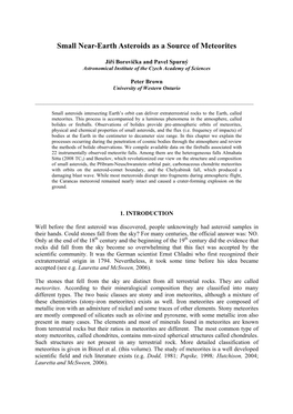 Small Near-Earth Asteroids As a Source of Meteorites