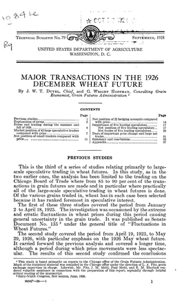 MAJOR TRANSACTIONS in the 1926 DECEMBER WHEAT FUTURE by J