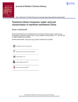 Water and Soil Conservation in Wartime Northwest China