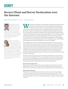 Secure Client and Server Geolocation Over the Internet (PDF)