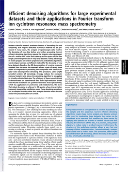 Efficient Denoising Algorithms for Large Experimental Datasets and Their Applications in Fourier Transform Ion Cyclotron Resonance Mass Spectrometry