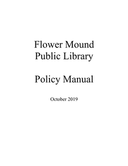 Flower Mound Public Library Policy Manual