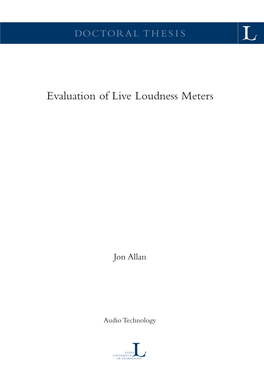 Evaluation of Live Loudness Meters ISBN 978-91-7790-297-3 (Pdf)