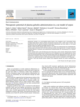 Therapeutic Potential of Plasma Gelsolin Administration in a Rat Model of Sepsis