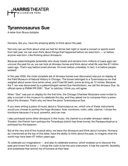 Tyrannosaurus Sue a Letter from Bruce Adolphe