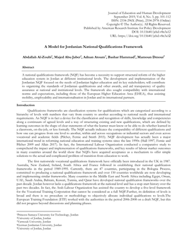 A Model for Jordanian National Qualifications Framework