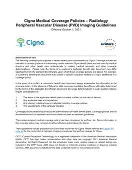 Peripheral Vascular Disease Imaging Guidelines