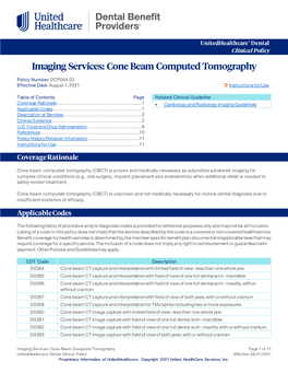 Imaging Services: Cone Beam Computed Tomography