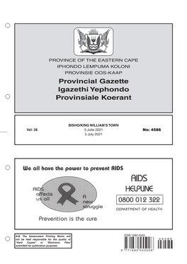Provincial Gazette Igazethi Yephondo Provinsiale Koerant ﻿