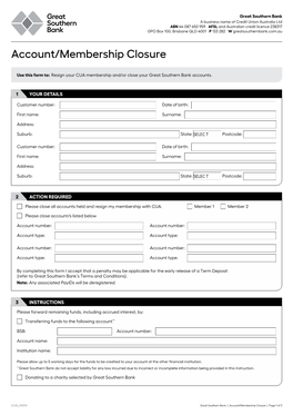 Account/Membership Closure