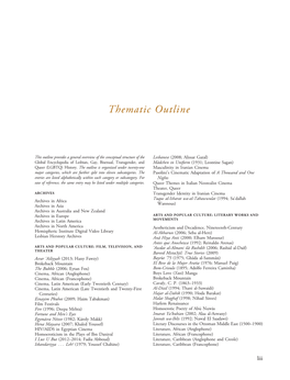 View the Thematic Outline