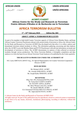 Africa Terrorism Bulletin Issue