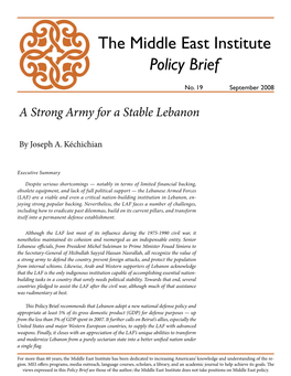 A Strong Army for a Stable Lebanon