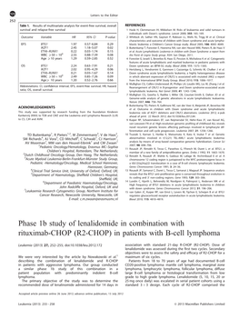 (R2-CHOP) in Patients with B-Cell Lymphoma