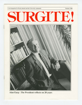Alan Earp: the President Reflects on 20 Years CONTENTS SURGITE Summer 1988