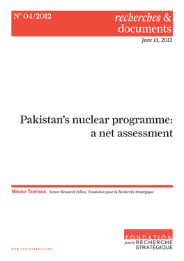 Pakistan's Nuclear Programme: a Net Assessment