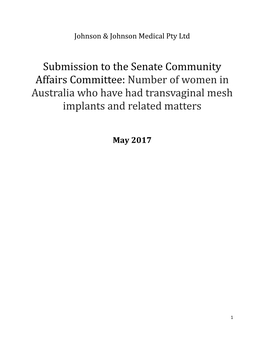 Submission to the Senate Community Affairs Committee: Number of Women in Australia Who Have Had Transvaginal Mesh Implants and Related Matters