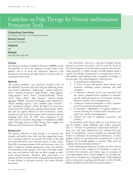 Guideline on Pulp Therapy for Primary and Immature Permanent Teeth