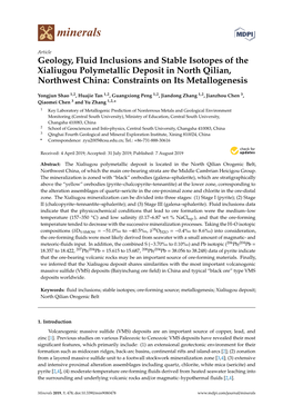 Geology, Fluid Inclusions and Stable Isotopes of the Xialiugou Polymetallic Deposit in North Qilian, Northwest China: Constraints on Its Metallogenesis