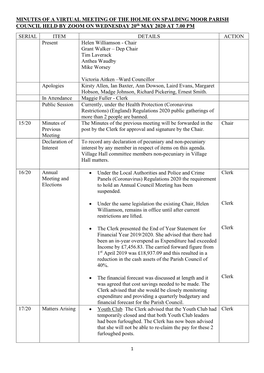 Minutes of a Virtual Meeting of the Holme on Spalding