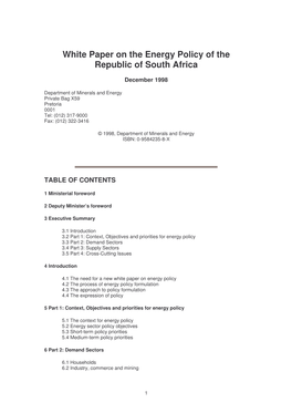 1998 White Paper on Energy Policy