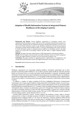 Adoption of Health Information Systems in Integrated Primary Healthcare in Developing Countries