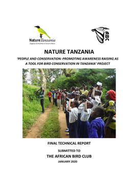 Nature Tanzania ‘People and Conservation: Promoting Awareness Raising As a Tool for Bird Conservation in Tanzania’ Project
