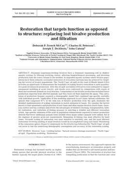 Replacing Lost Bivalve Production and Filtration