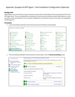 Appendix-Windows Defender Firewall Post Installation Configuration