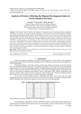 Analysis of Factors Affecting the Human Development Index in North Sumatra Province