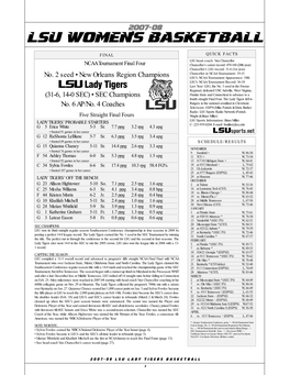 LSU Women's Basketball LSU Combined Team Statistics (As of Apr 10, 2008) All Games