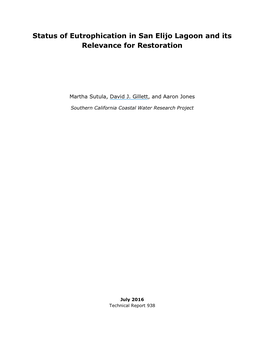 Status of Eutrophication in San Elijo Lagoon and Its Relevance for Restoration