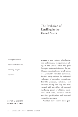 The Evolution of Retailing in the United States