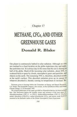 METHANE, Cfcs, and OTHER GREENHOUSE GASES Donald R