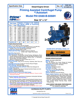 Priming Assisted Centrifugal Pump /Autostart Model PA12A60‐B‐6068H