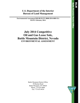 2014 Battle Mountain Oil & Gas Lease Sale