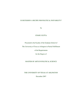 IS SECESSION a RECIPE for POLITICAL INSTABILITY? By