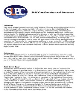 2020 SLBC Core Educators and Presenters