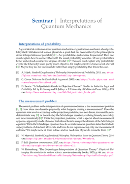 Seminar – Interpretations of Quantum Mechanics