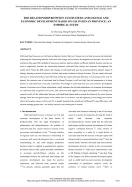 The Relationship Between Cultivated Land Change and Economic Development Based on Gis in Henan Province: an Empirical Study