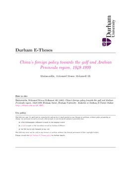 China's Foreign Policy Towards the Gulf and Arabian Peninsula Region, 1949-1999