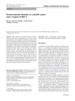 Protein Intrinsic Disorder As a Flexible Armor and a Weapon of HIV-1