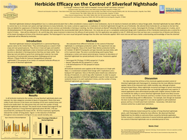 Herbicide Efficacy on the Control of Silverleaf Nightshade