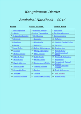 Kanyakumari District Statistical Handbook – 2016