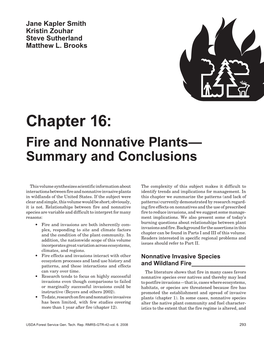 Chapter 16: Fire and Nonnative Plants— Summary and Conclusions