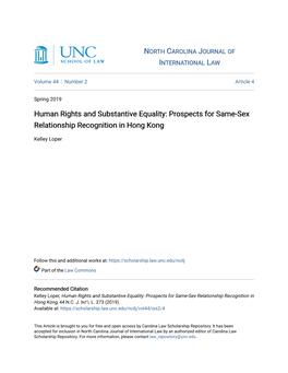 Prospects for Same-Sex Relationship Recognition in Hong Kong